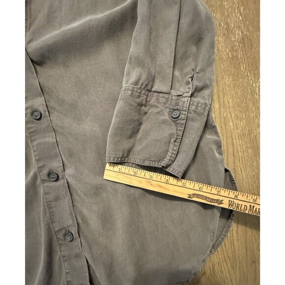 Zara Women Gray Oversized Small Lyocell Linen Button Down Lagenlook Layer Shirt - Picture 5 of 14